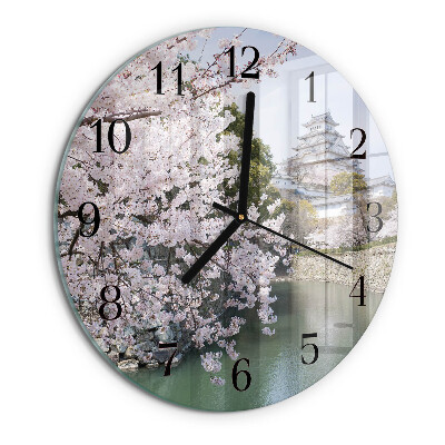 Wanduhr rund Kirschbäume