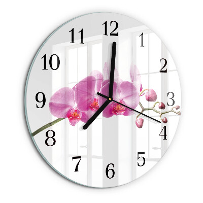 Wanduhr rund Orchidee