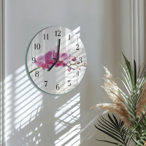 Wanduhr rund Orchidee