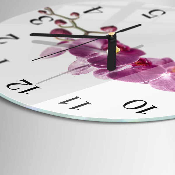 Wanduhr rund Orchidee