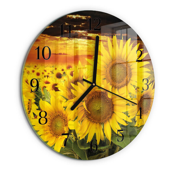 Wanduhr rund Sonnenblumen