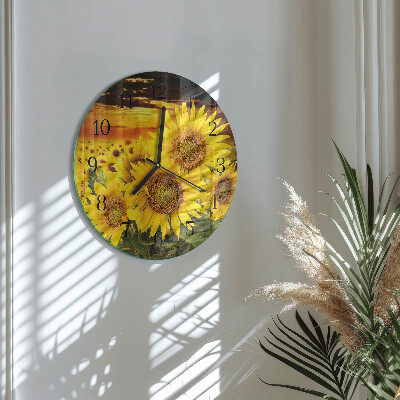 Wanduhr rund Sonnenblumen