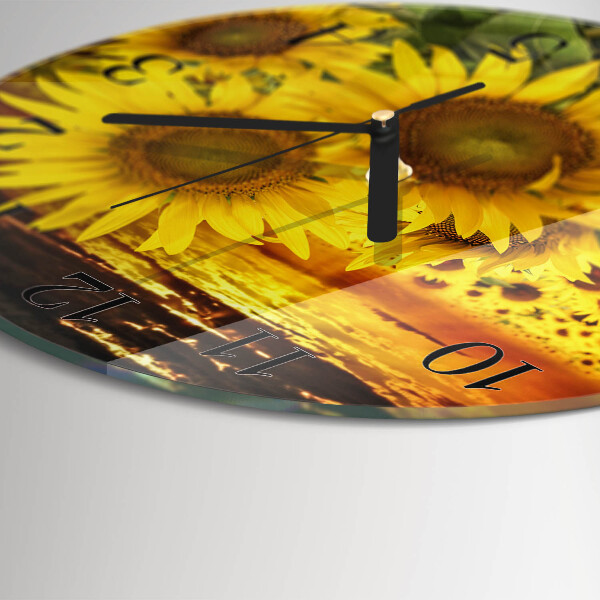 Wanduhr rund Sonnenblumen
