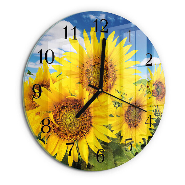 Wanduhr rund Sonnenblumen