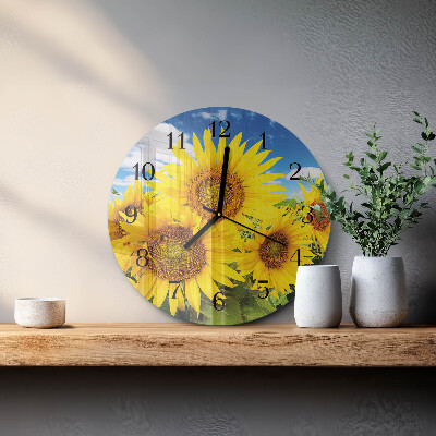 Wanduhr rund Sonnenblumen
