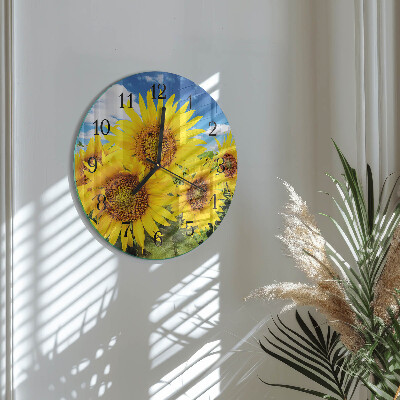 Wanduhr rund Sonnenblumen