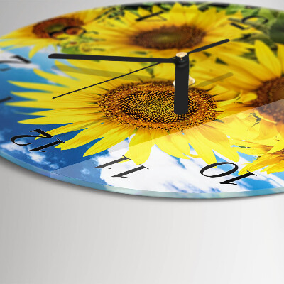 Wanduhr rund Sonnenblumen
