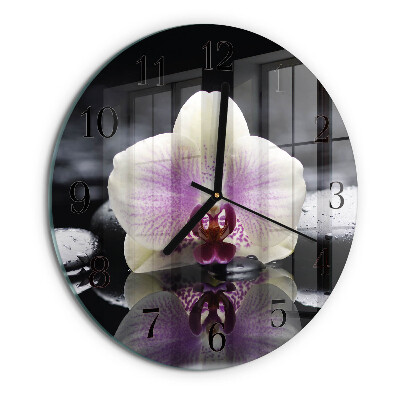 Wanduhr rund Orchidee