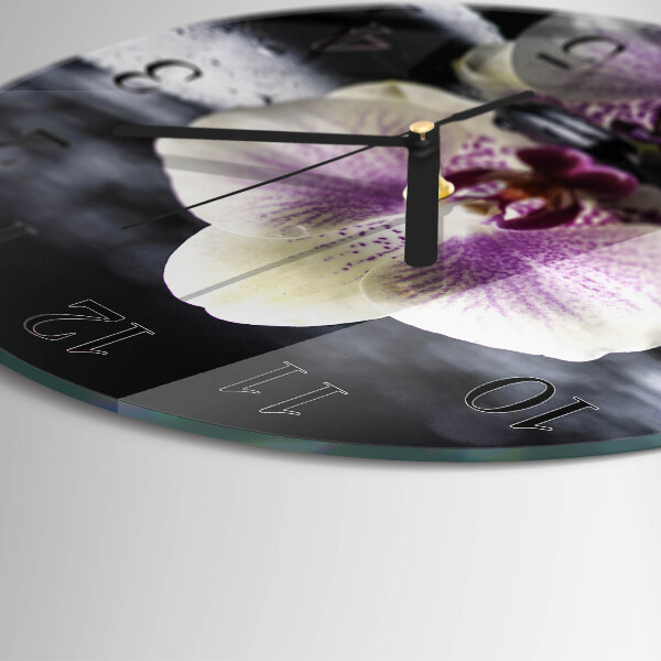 Wanduhr rund Orchidee