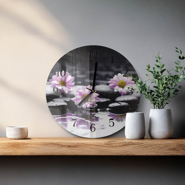 Wanduhr rund Blumen