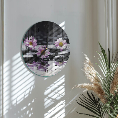 Wanduhr rund Blumen