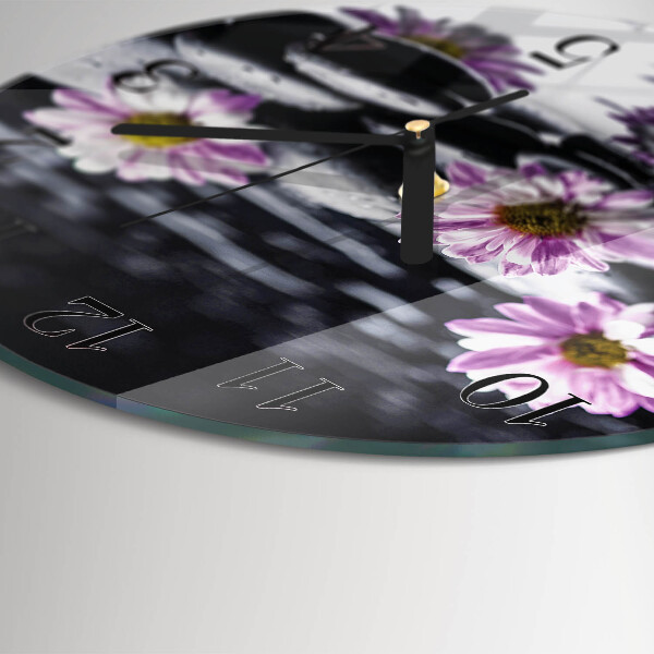 Wanduhr rund Blumen