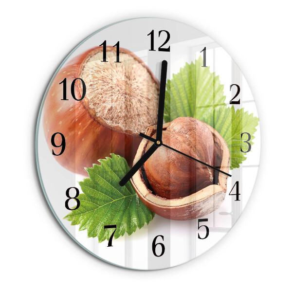 Wanduhr rund Haselnüsse