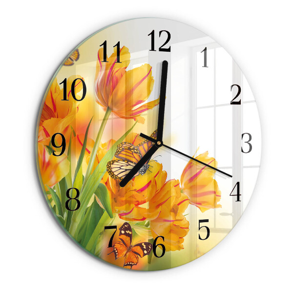Wanduhr rund Tulpen