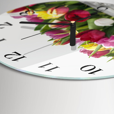 Wanduhr rund Tulpen
