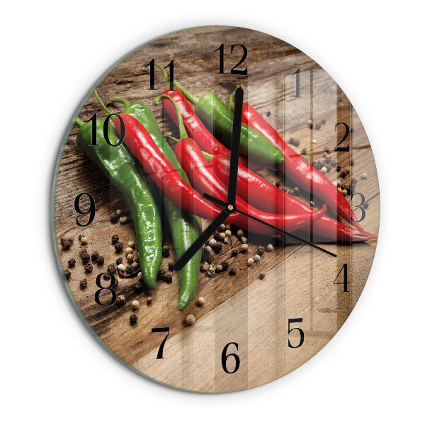 Wanduhr rund Chilischoten