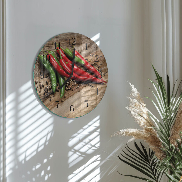 Wanduhr rund Chilischoten