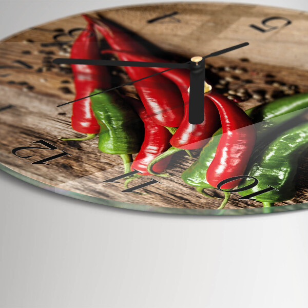 Wanduhr rund Chilischoten