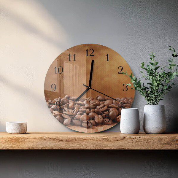 Wanduhr rund Kaffeebohnen
