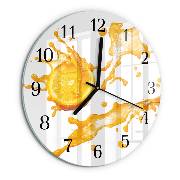 Wanduhr rund Orangensaft
