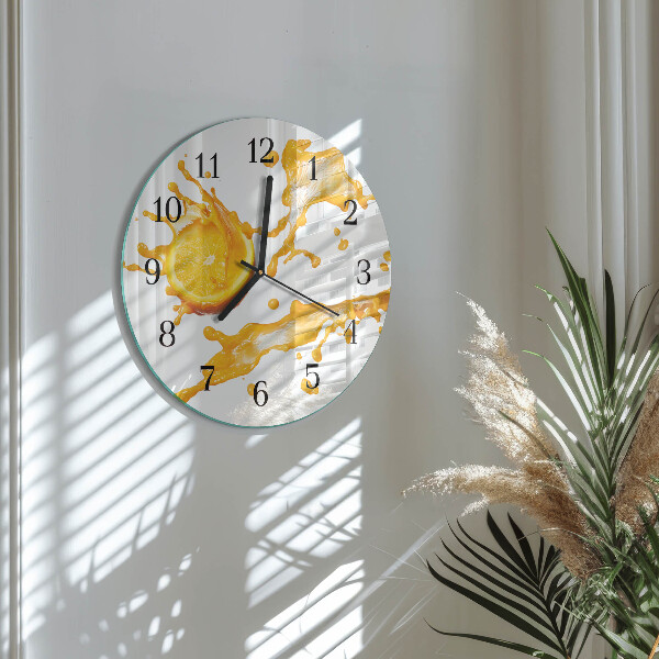 Wanduhr rund Orangensaft