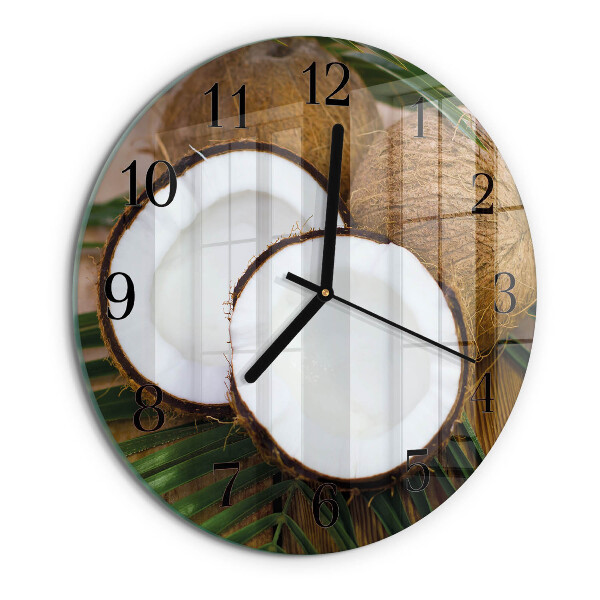 Wanduhr rund Kokosnüsse
