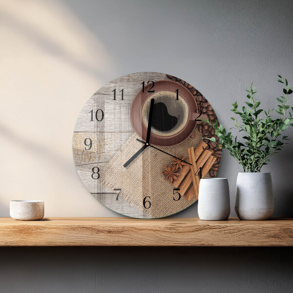 Wanduhr rund Kaffeebohnen