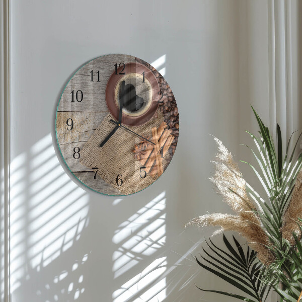 Wanduhr rund Kaffeebohnen