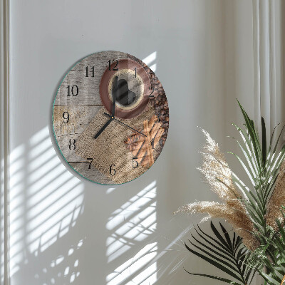 Wanduhr rund Kaffeebohnen