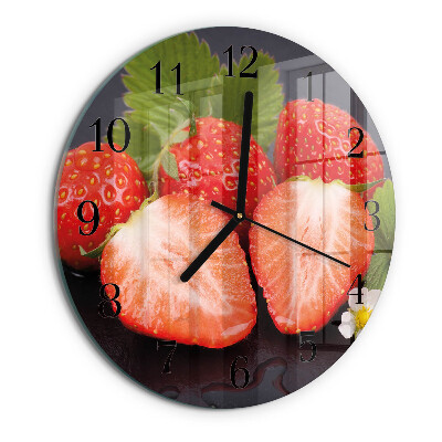 Wanduhr rund Erdbeeren