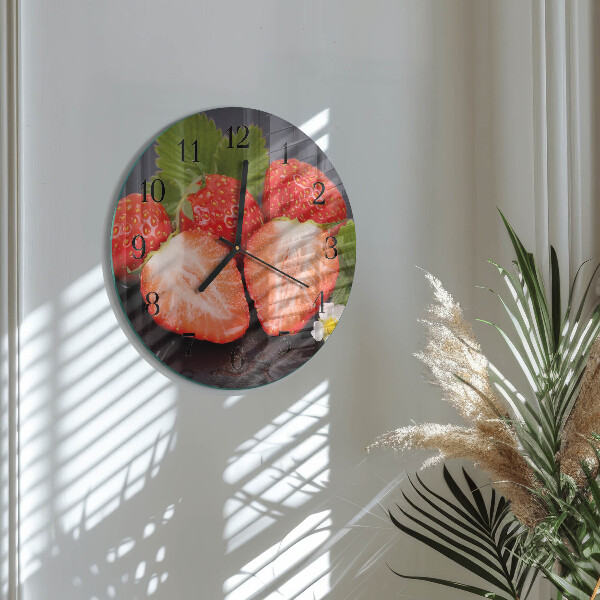 Wanduhr rund Erdbeeren