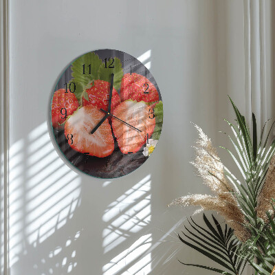 Wanduhr rund Erdbeeren