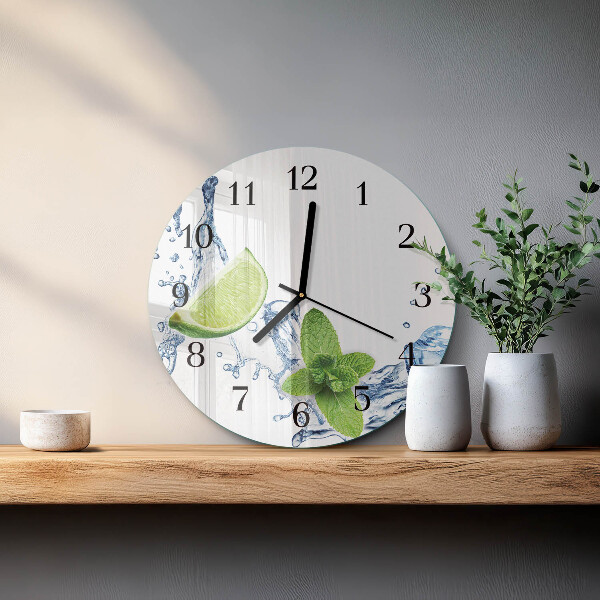 Wanduhr rund Minze mit Limette