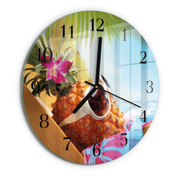 Wanduhr rund Ananas