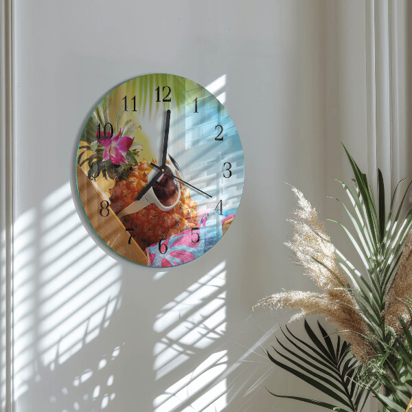 Wanduhr rund Ananas