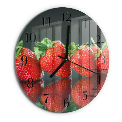 Wanduhr rund Erdbeeren