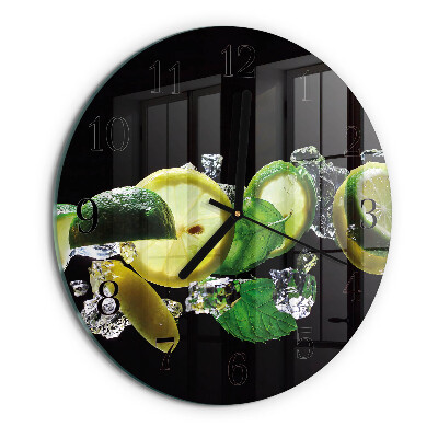 Wanduhr rund Zitrone und Limette