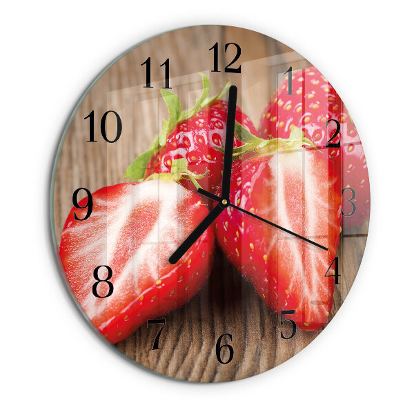 Wanduhr rund Erdbeeren