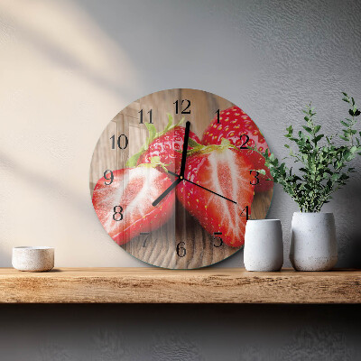 Wanduhr rund Erdbeeren