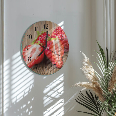 Wanduhr rund Erdbeeren