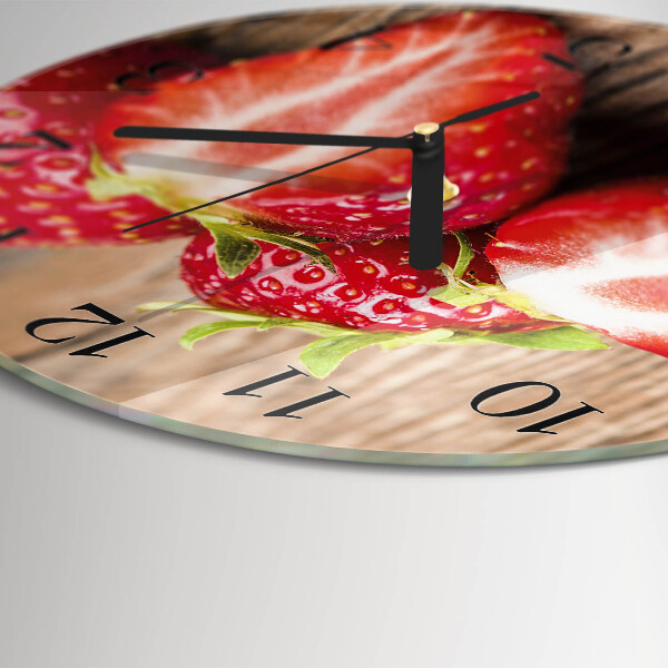 Wanduhr rund Erdbeeren