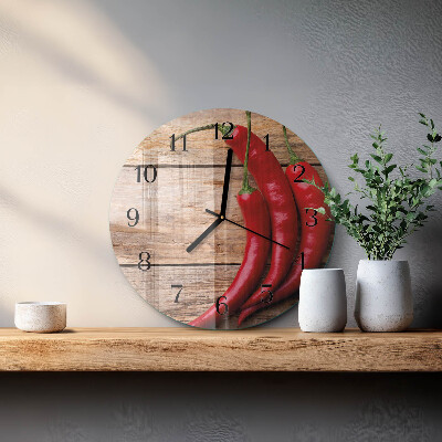 Wanduhr rund Chilischoten
