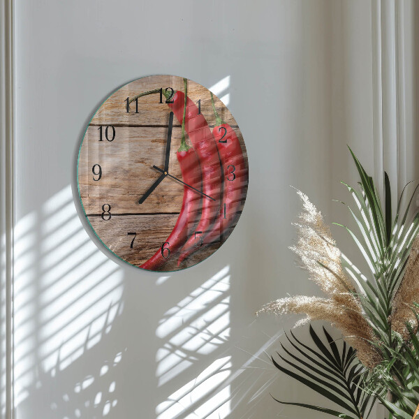 Wanduhr rund Chilischoten