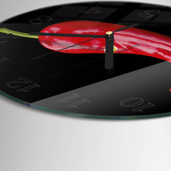 Wanduhr rund Chilischoten