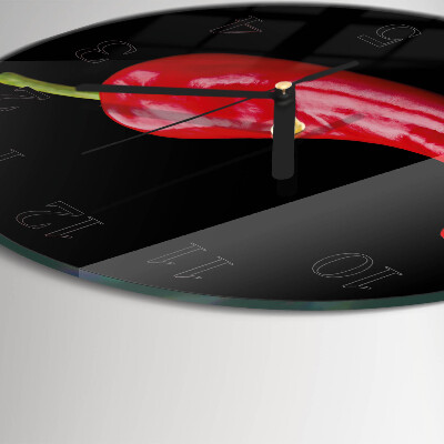Wanduhr rund Chilischoten
