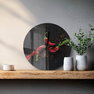 Wanduhr rund Chilischoten