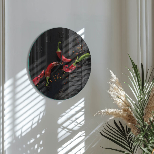 Wanduhr rund Chilischoten