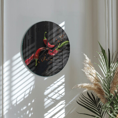 Wanduhr rund Chilischoten