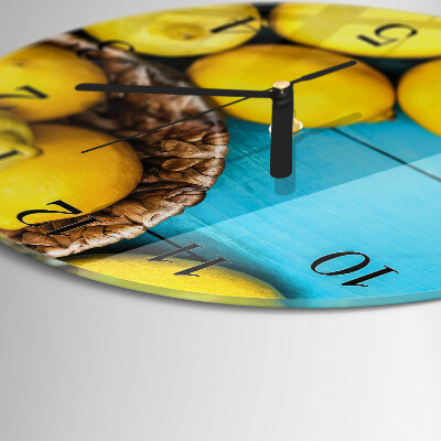 Wanduhr rund Zitronen