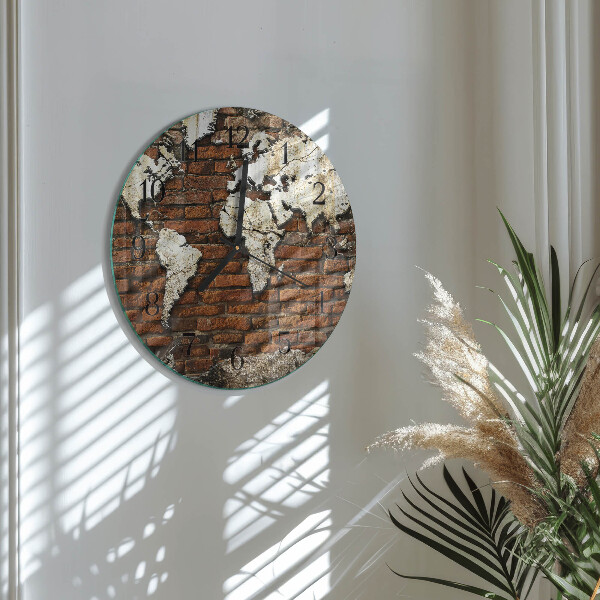 Wanduhr rund Kontinente